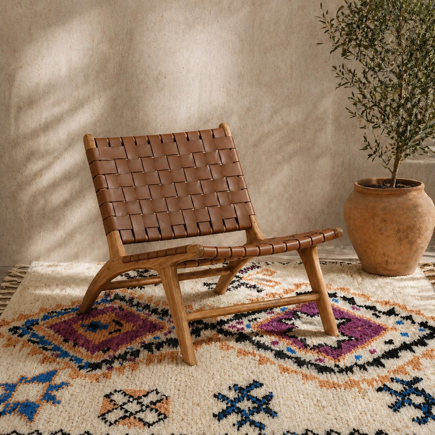 Moroccan Accent Chair — entryway scene with natural light
