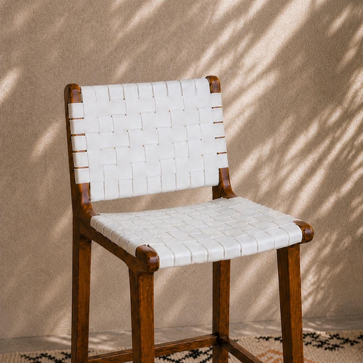 Moroccan Bar Stool — top view showing weave pattern