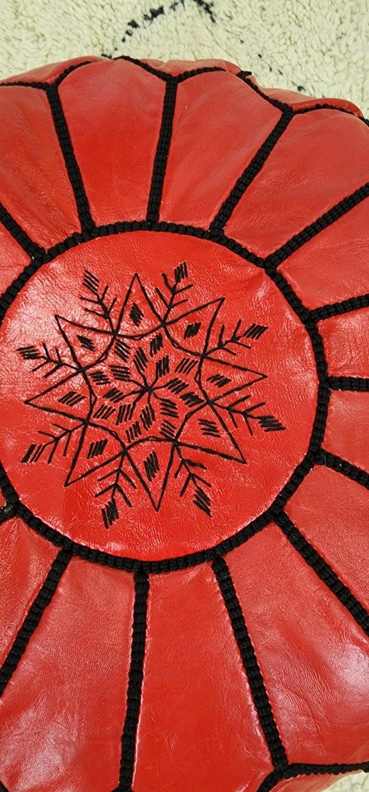 Moroccan Leather Pouf — back view of leather construction