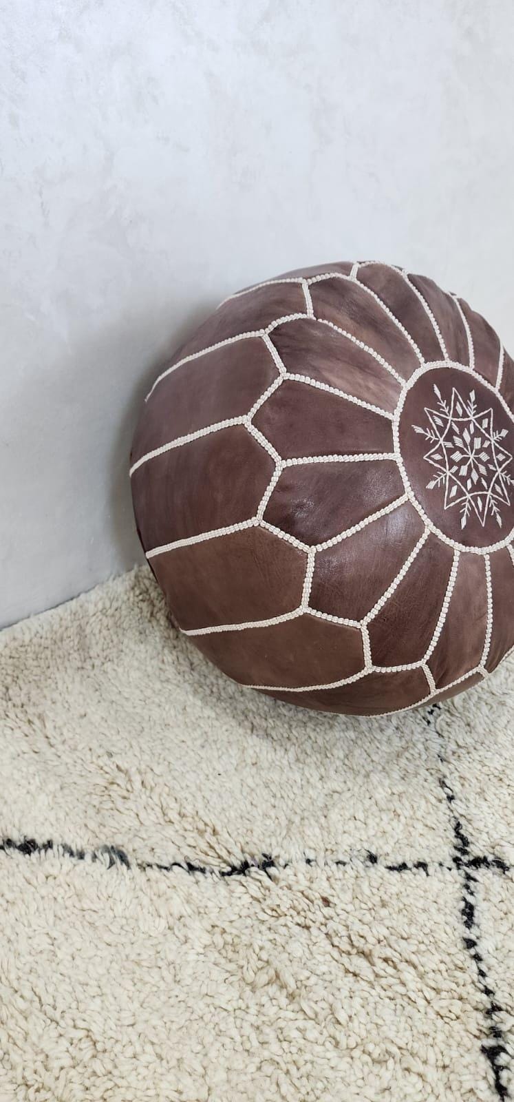 Moroccan Floor Pouf — back view of handmade construction