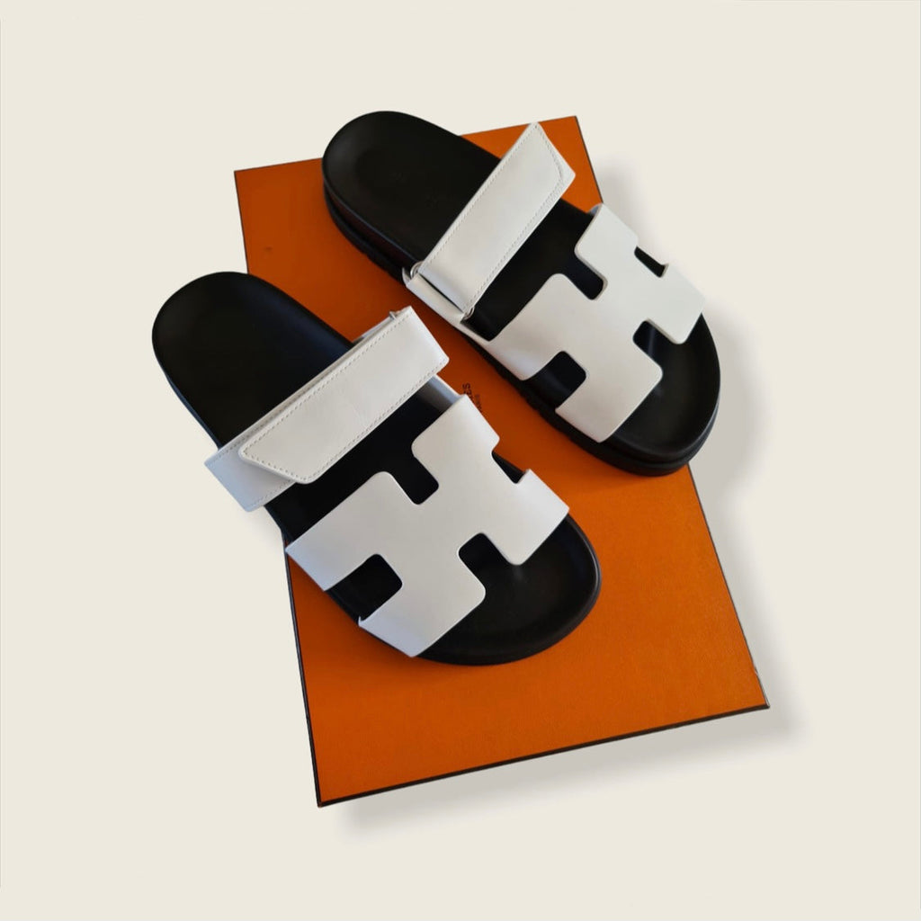 Hermès Chypre Sandals (White/Black)