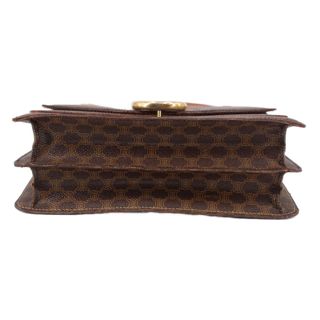 CELINE FLAP VINTAGE HANDLE BAG BROWN