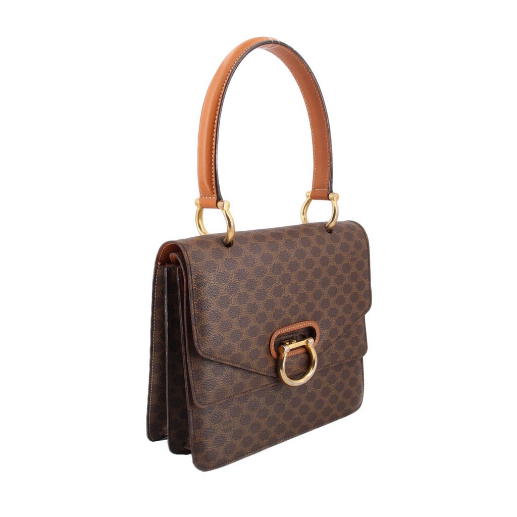 CELINE FLAP VINTAGE HANDLE BAG BROWN