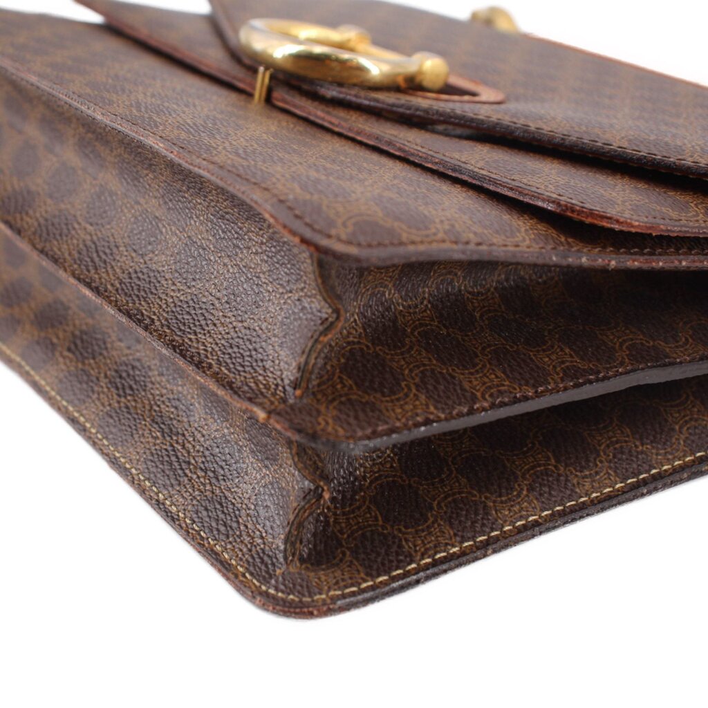 CELINE FLAP VINTAGE HANDLE BAG BROWN