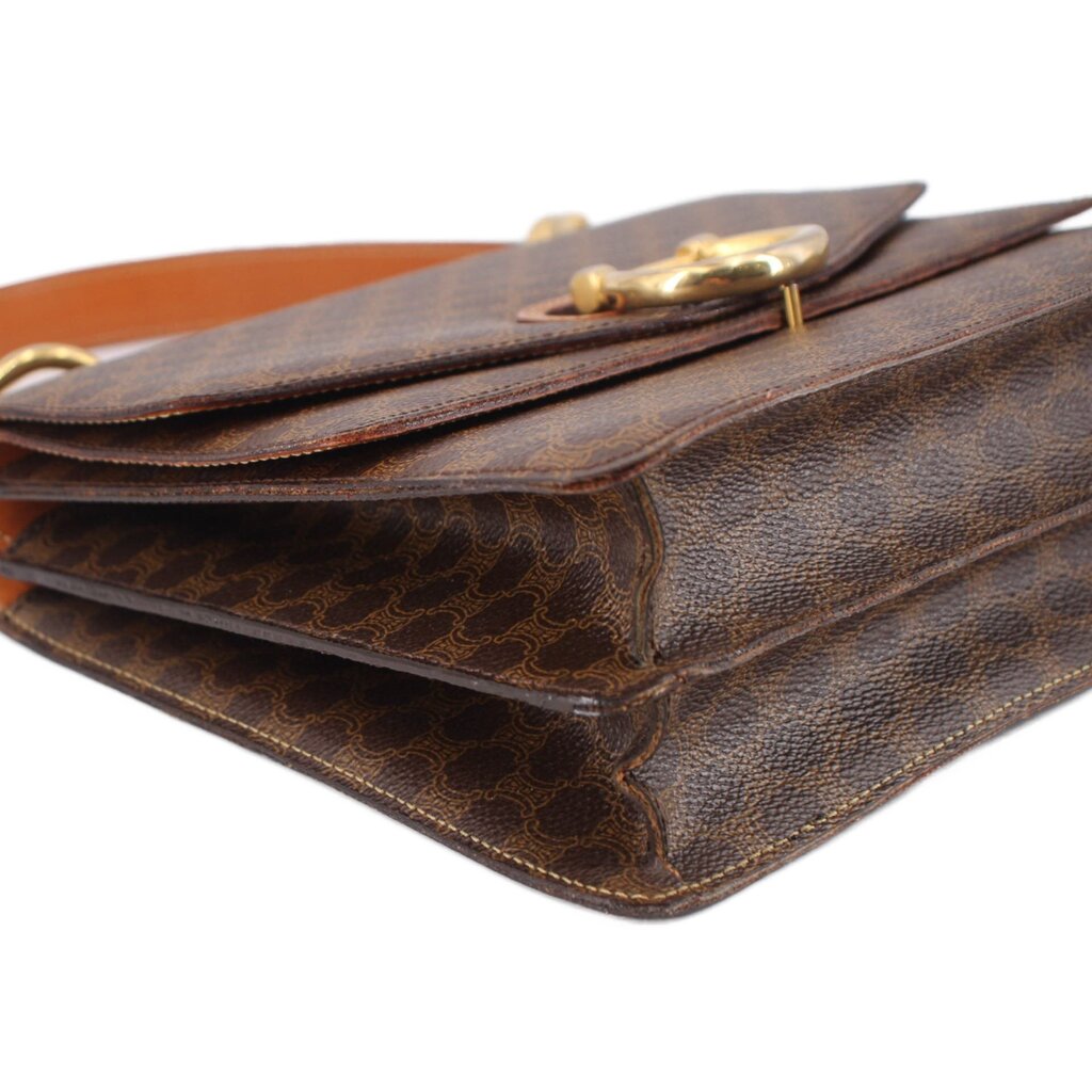 CELINE FLAP VINTAGE HANDLE BAG BROWN