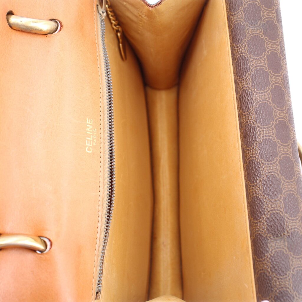 CELINE FLAP VINTAGE HANDLE BAG BROWN