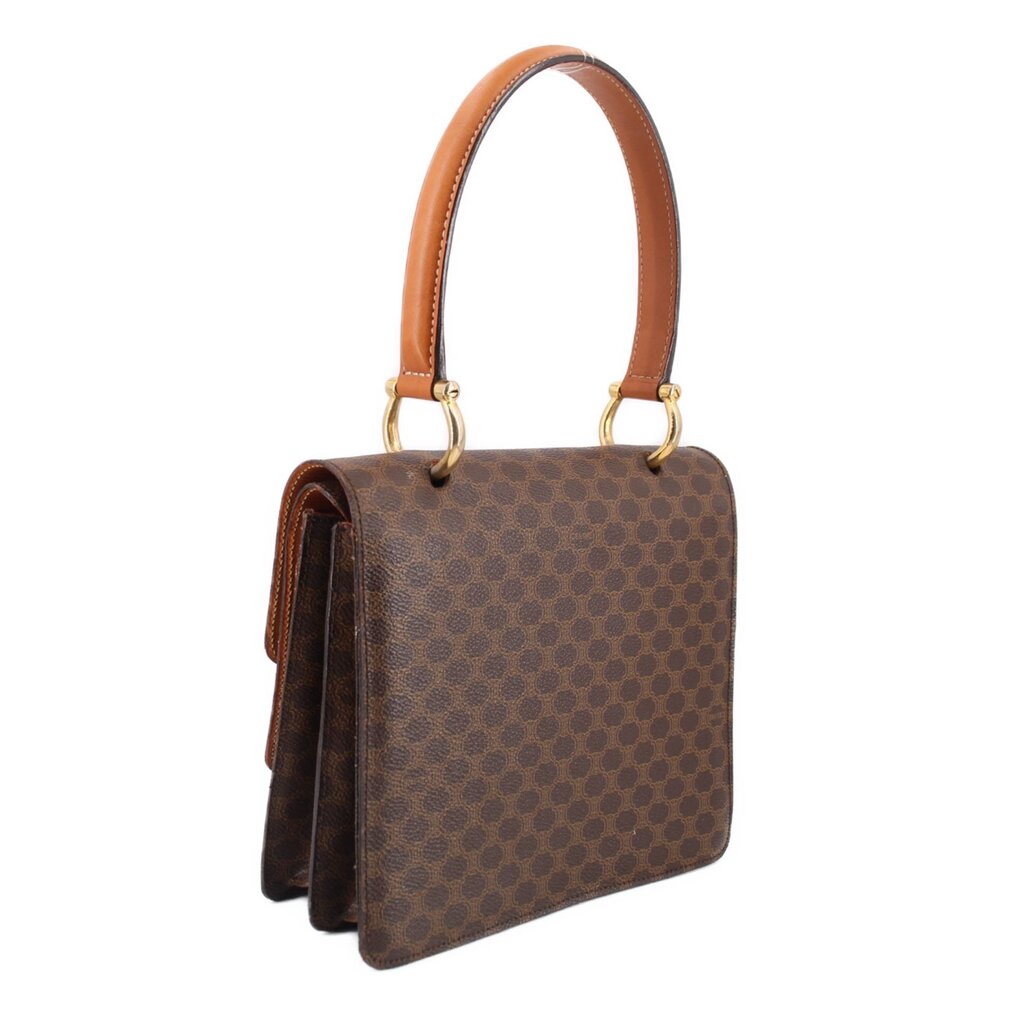 CELINE FLAP VINTAGE HANDLE BAG BROWN