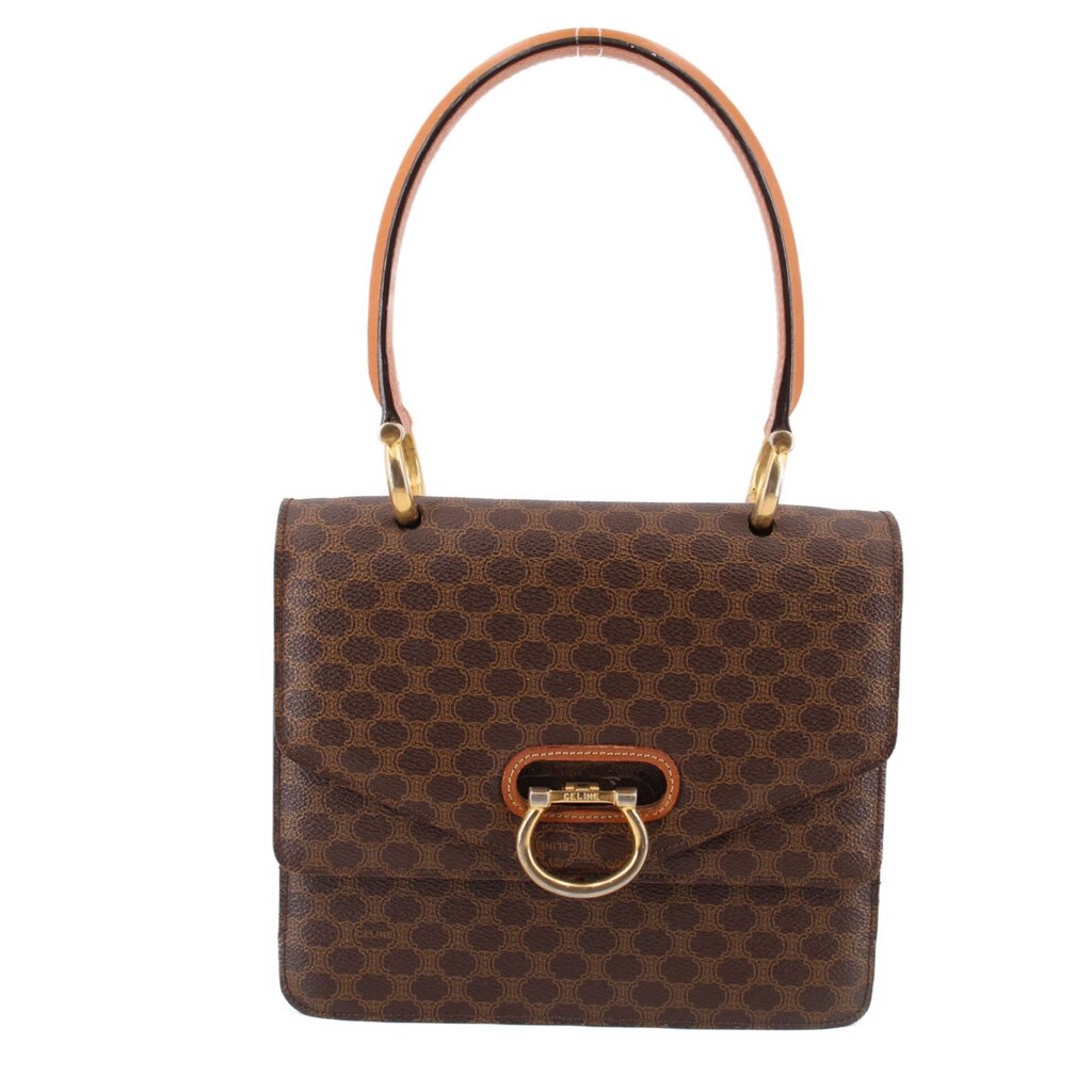 CELINE FLAP VINTAGE HANDLE BAG BROWN