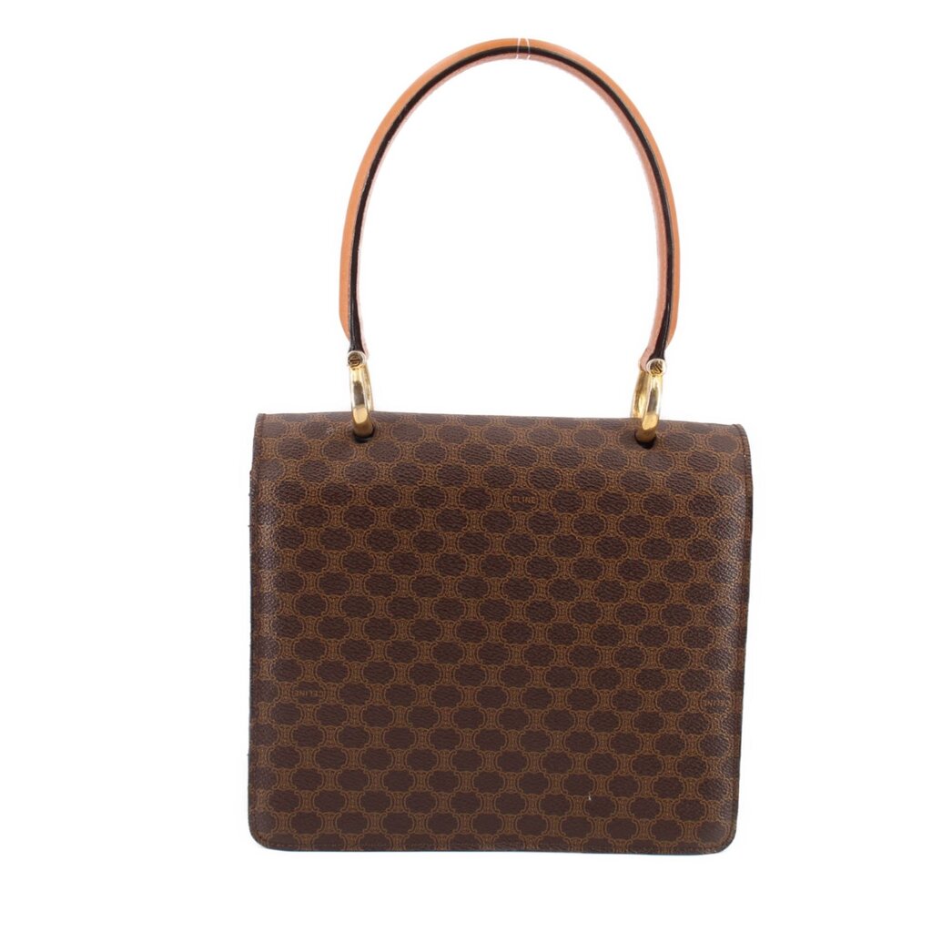 CELINE FLAP VINTAGE HANDLE BAG BROWN