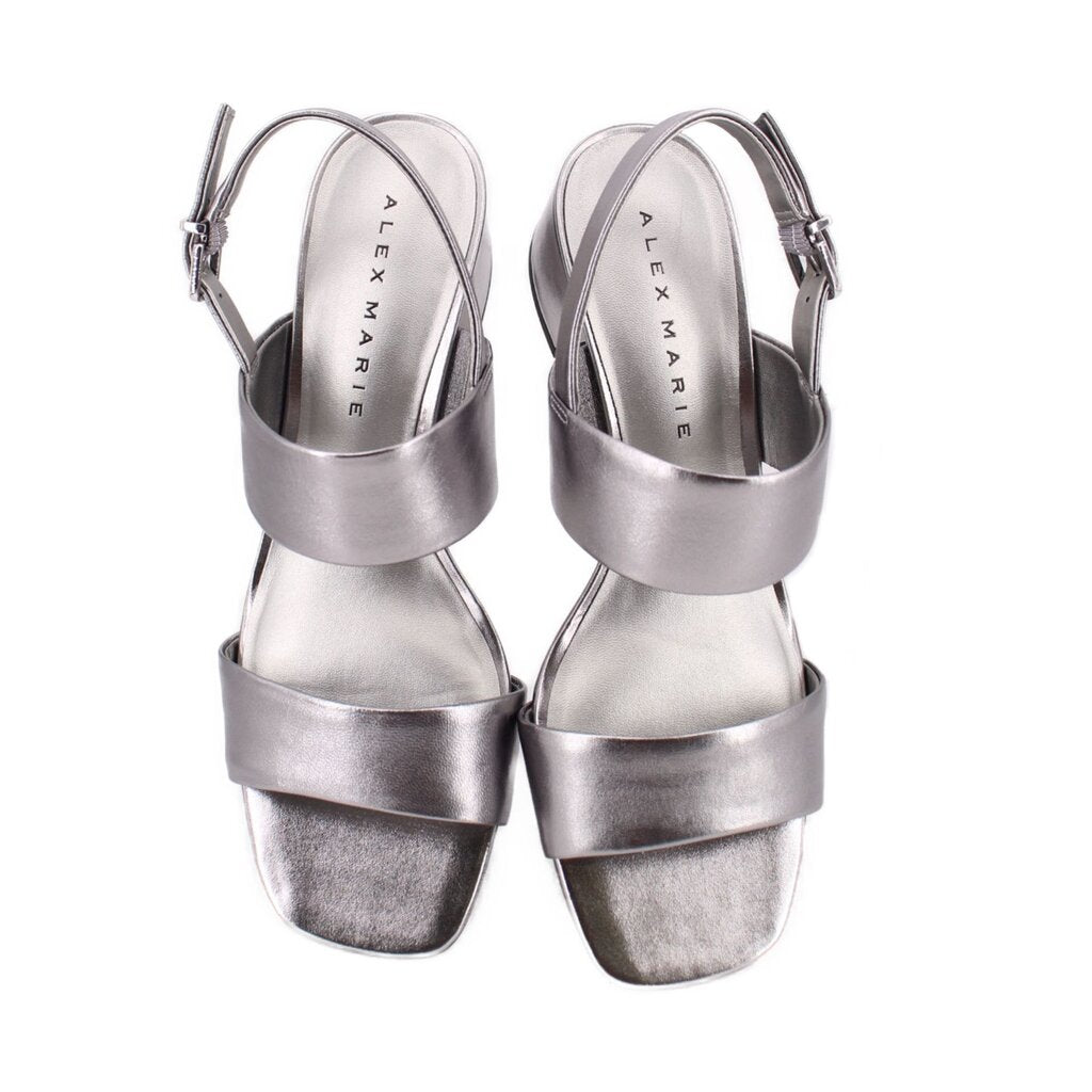 ALEX MARIE METALLIC LEATHER SANDALS PEWTER 8.5 US