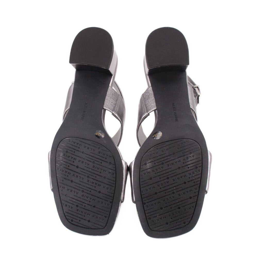 ALEX MARIE METALLIC LEATHER SANDALS PEWTER 8.5 US
