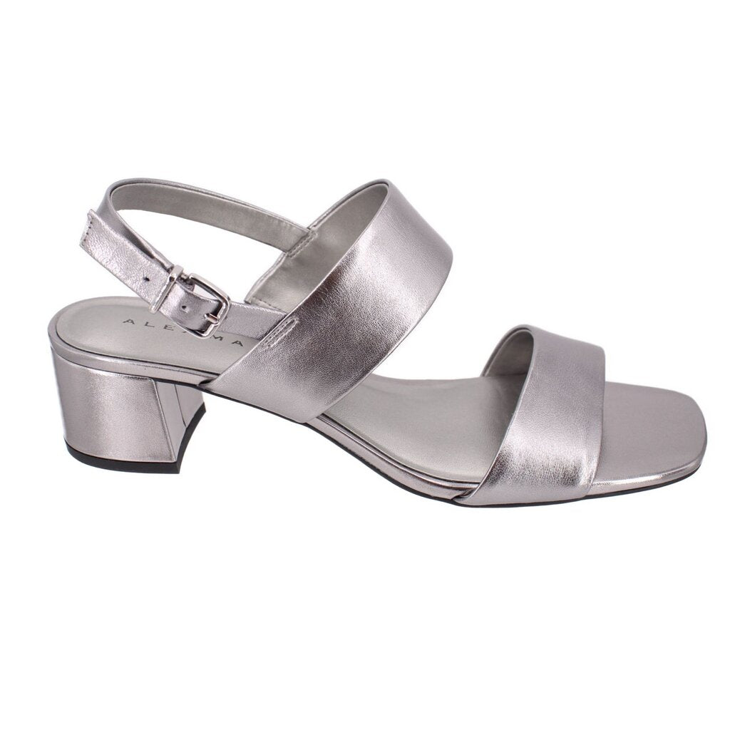 ALEX MARIE METALLIC LEATHER SANDALS PEWTER 8.5 US