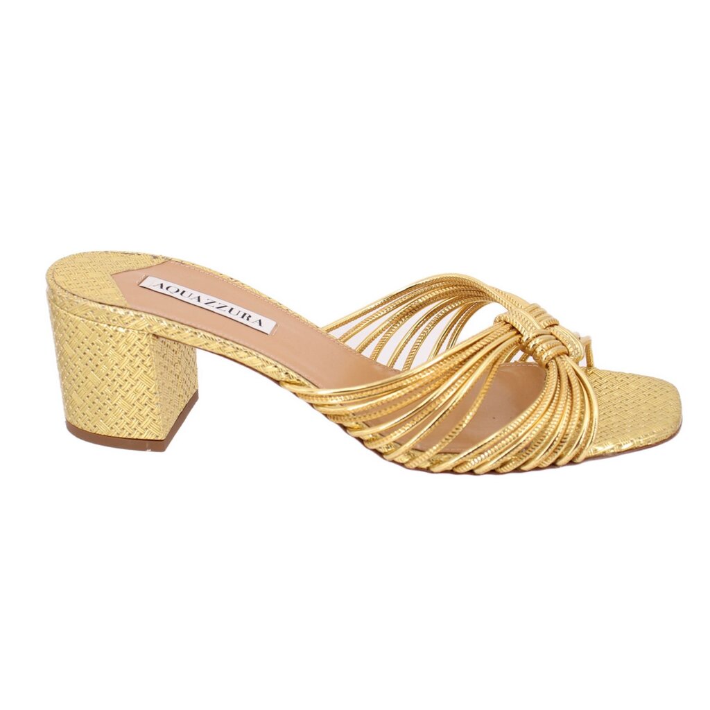 AQUAZZURA CLUB 50 HEELED SANDALS GOLD 40 EU | 9.5 US