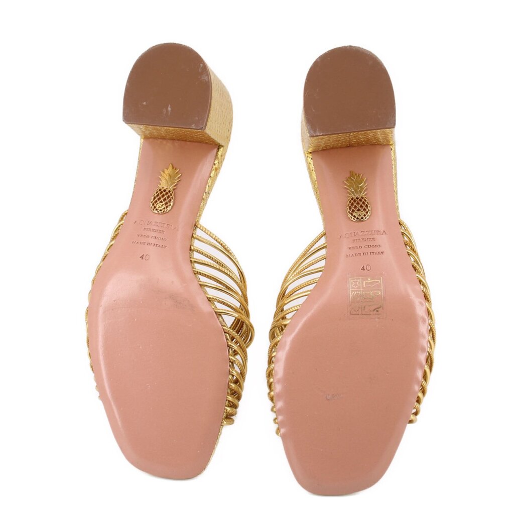 AQUAZZURA CLUB 50 HEELED SANDALS GOLD 40 EU | 9.5 US