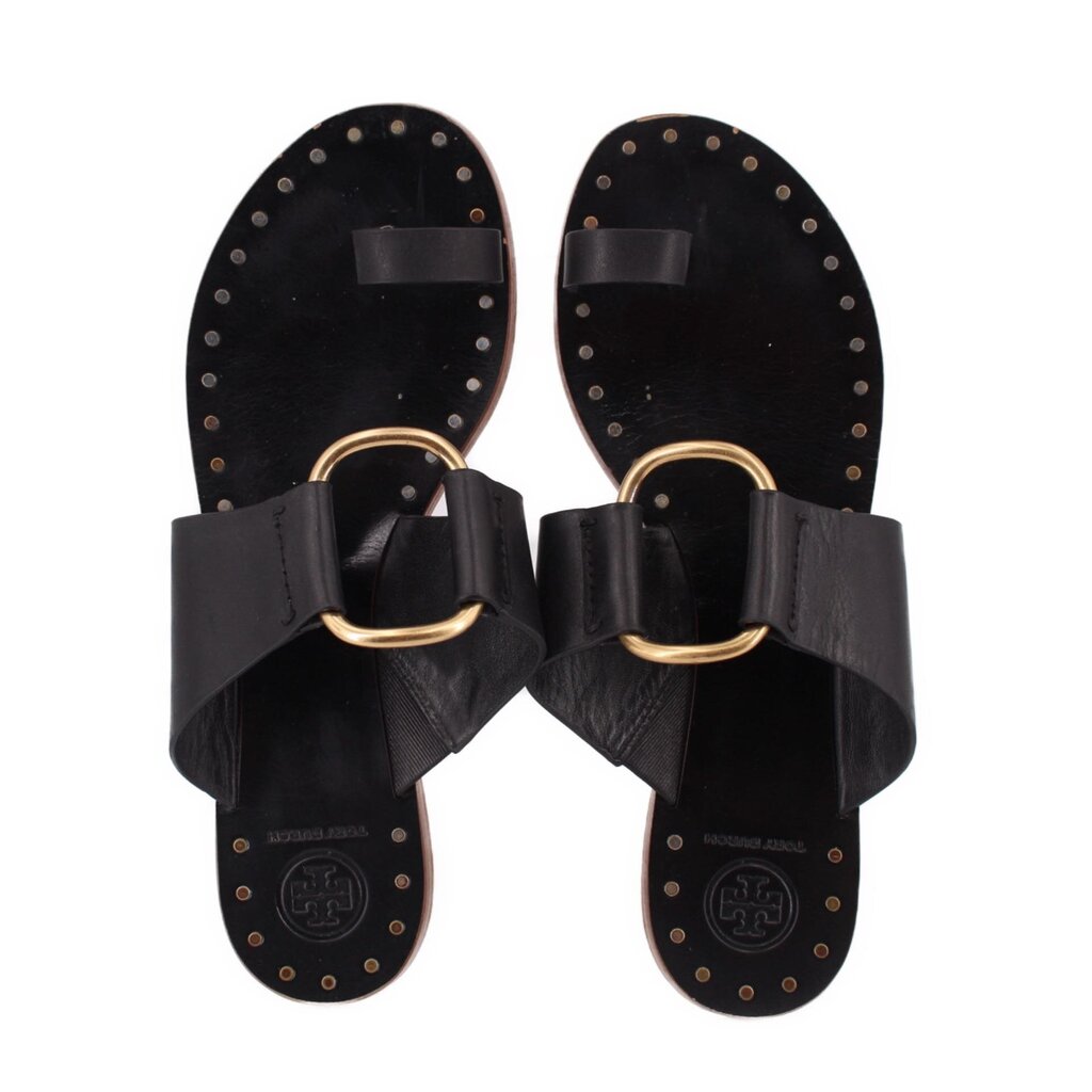 TORY BURCH LEATHER SANDALS BLACK 9 US