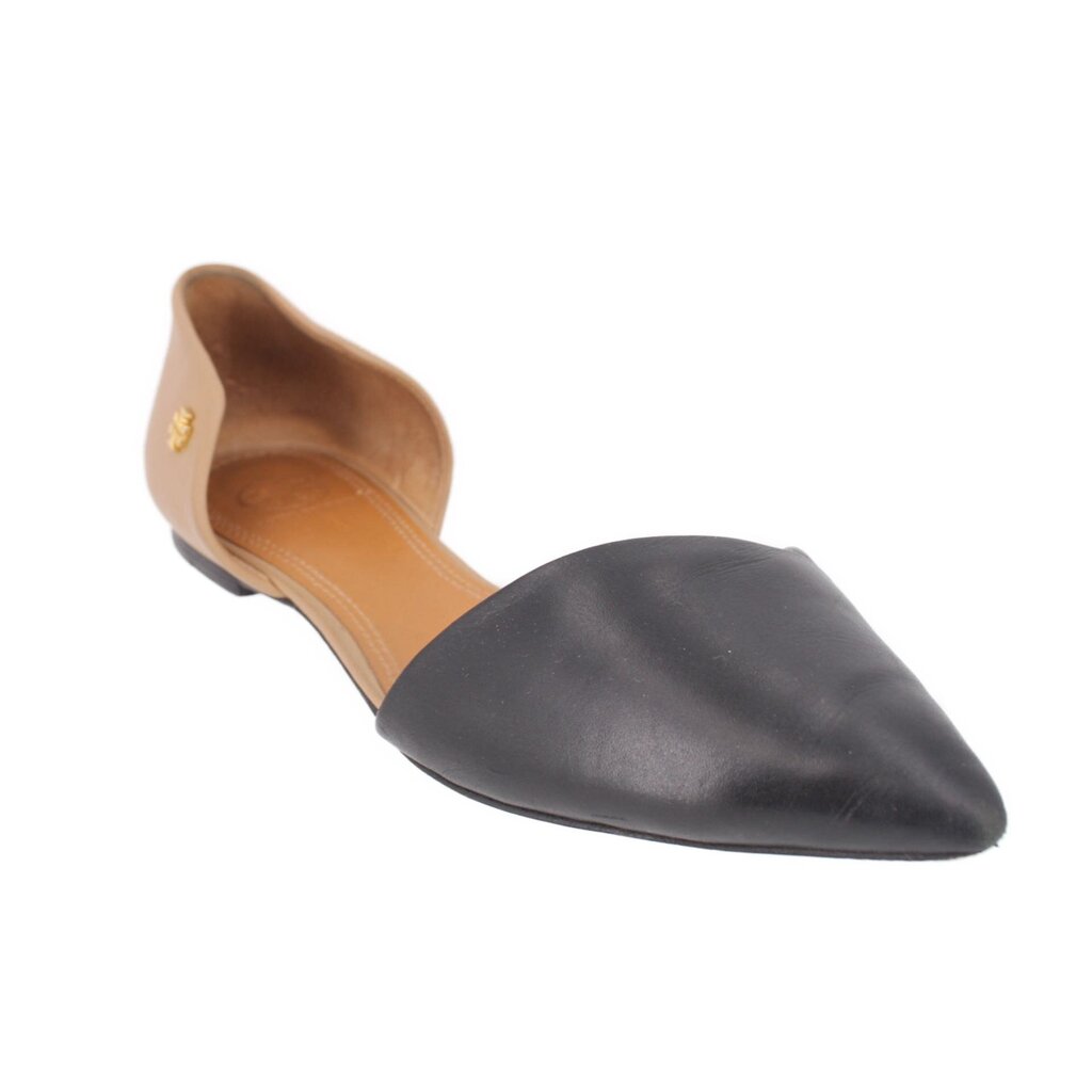 TORY BURCH VIV TWO TONE D'ORSAY FLATS BLACK 9 US
