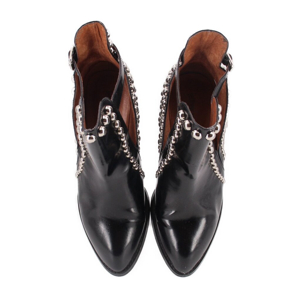 JEFFREY CAMPBELL RYLANCE SILVER STUDDED LEATHER BOOTIES BLACK 9 US