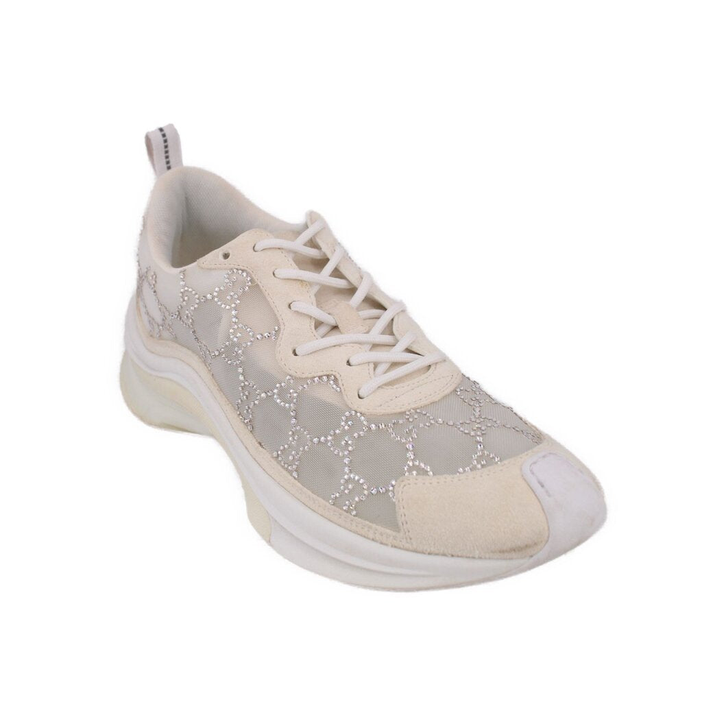 GUCCI WOMEN'S RUN GG CRYSTAL SNEAKERS WHITE 39 EU | 8.5 US
