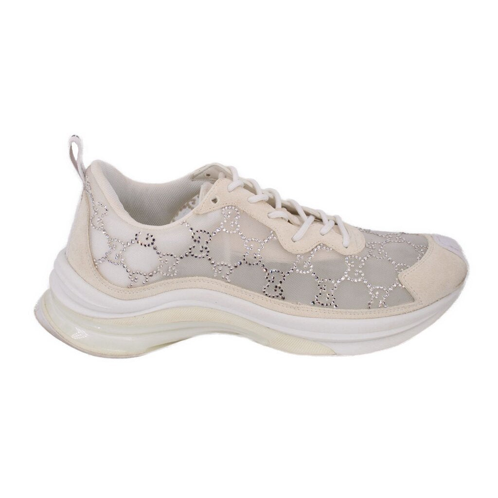 GUCCI WOMEN'S RUN GG CRYSTAL SNEAKERS WHITE 39 EU | 8.5 US