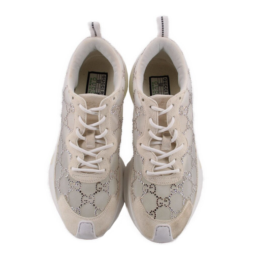 GUCCI WOMEN'S RUN GG CRYSTAL SNEAKERS WHITE 39 EU | 8.5 US