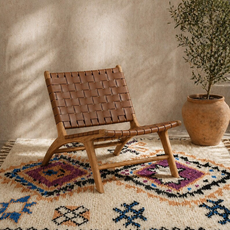 Moroccan Accent Chair — alternate angle showing scale