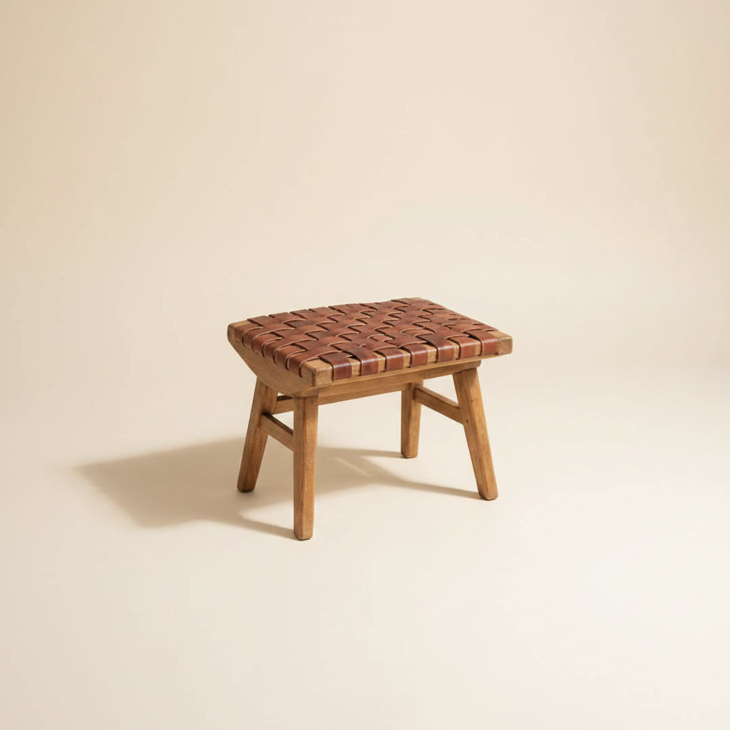 Moroccan Foot Stool — detail of woven craftsmanship