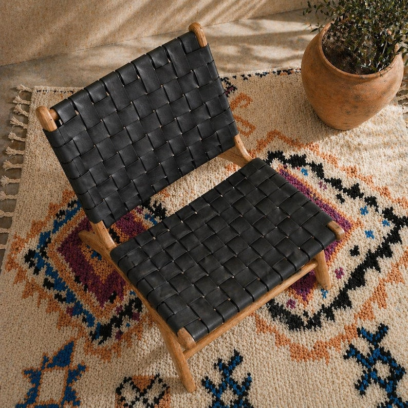Moroccan Accent Chair — detail of woven craftsmanship