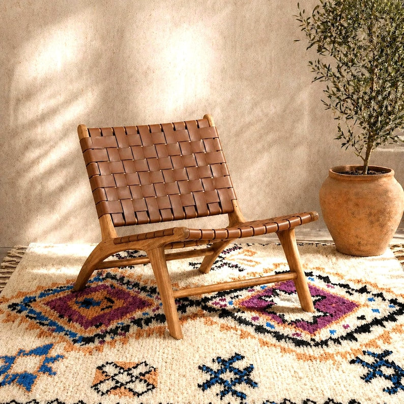 Moroccan Accent Chair — alternate angle showing scale