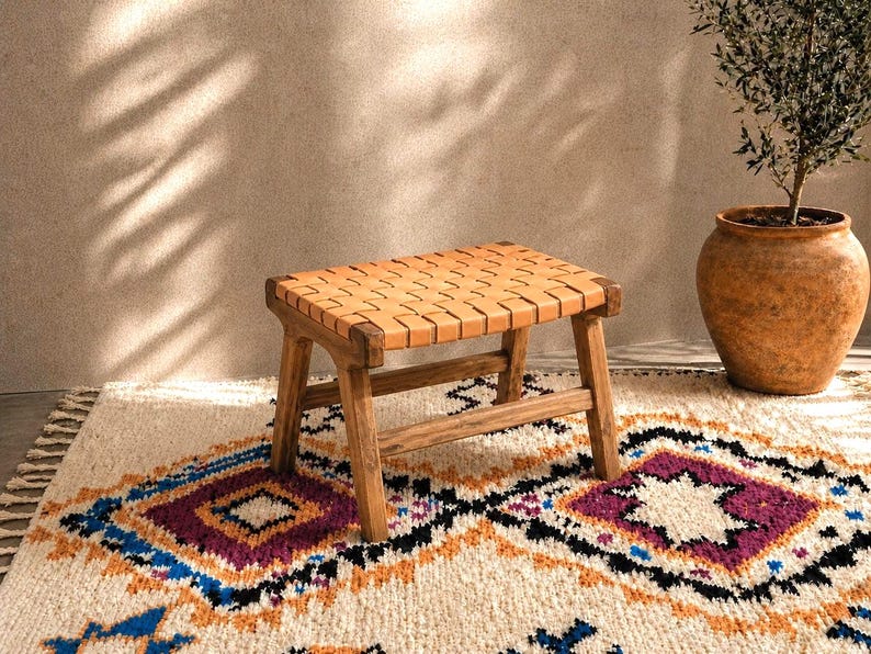 Moroccan Foot Stool — alternate angle showing scale