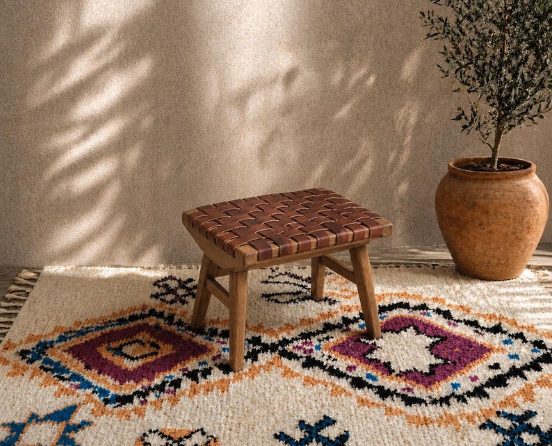 Moroccan Foot Stool — close-up of handmade texture