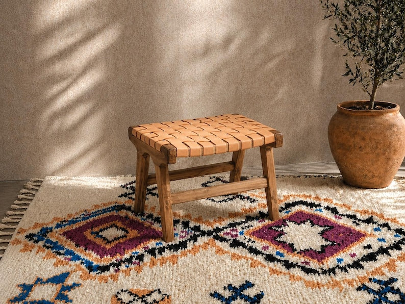 Moroccan Foot Stool — alternate angle showing scale