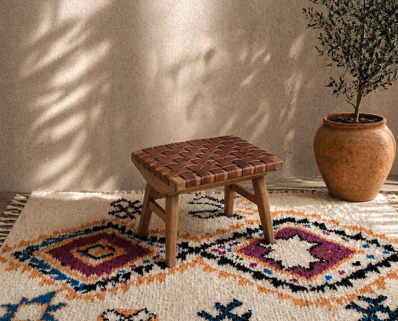 Moroccan Foot Stool — alternate angle showing scale