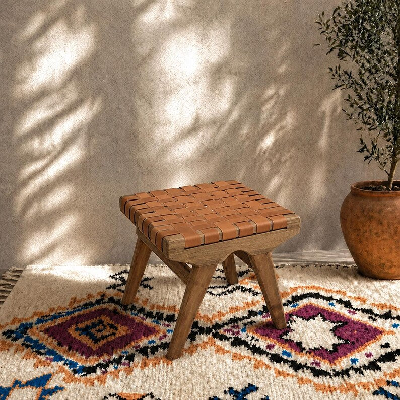 Moroccan Foot Stool — alternate angle showing scale