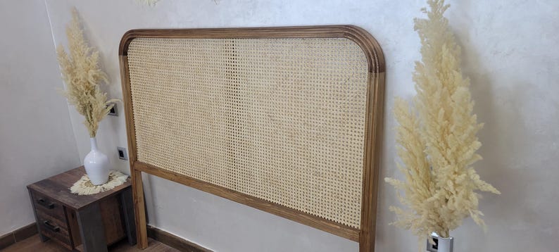 Rattan Headboard — styled in a modern boho living room