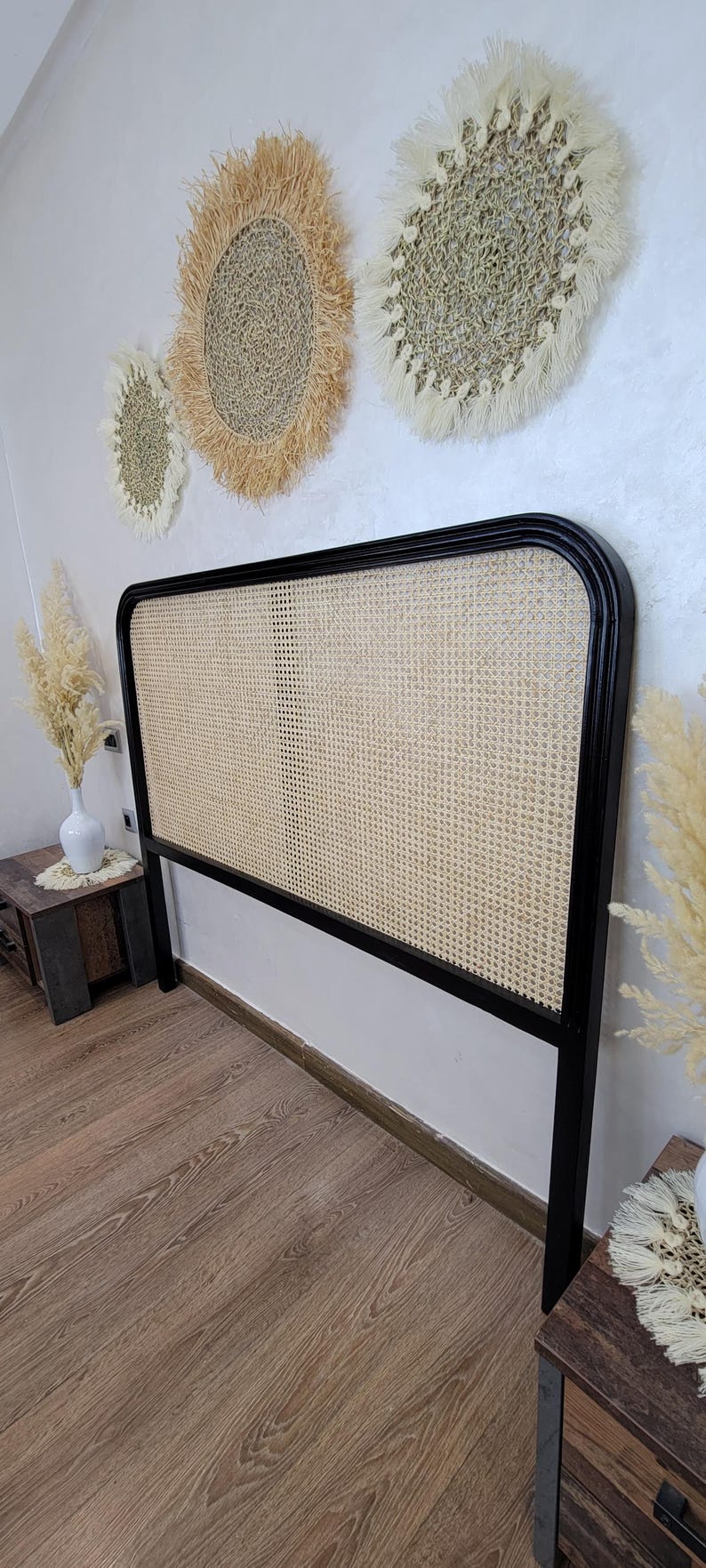 Rattan Headboard — detail of woven craftsmanship