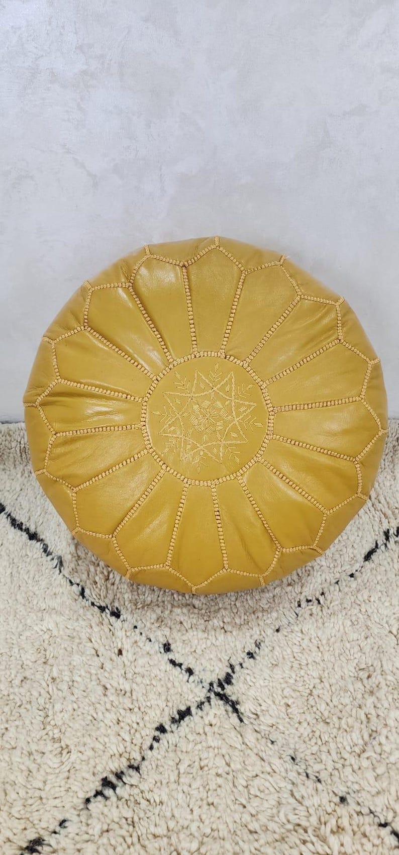 Moroccan Floor Pouf — detail of woven craftsmanship