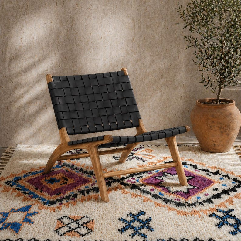 Moroccan Accent Chair — alternate angle showing scale