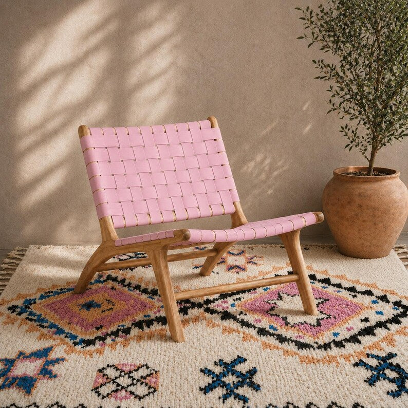 Moroccan Accent Chair — detail of woven craftsmanship