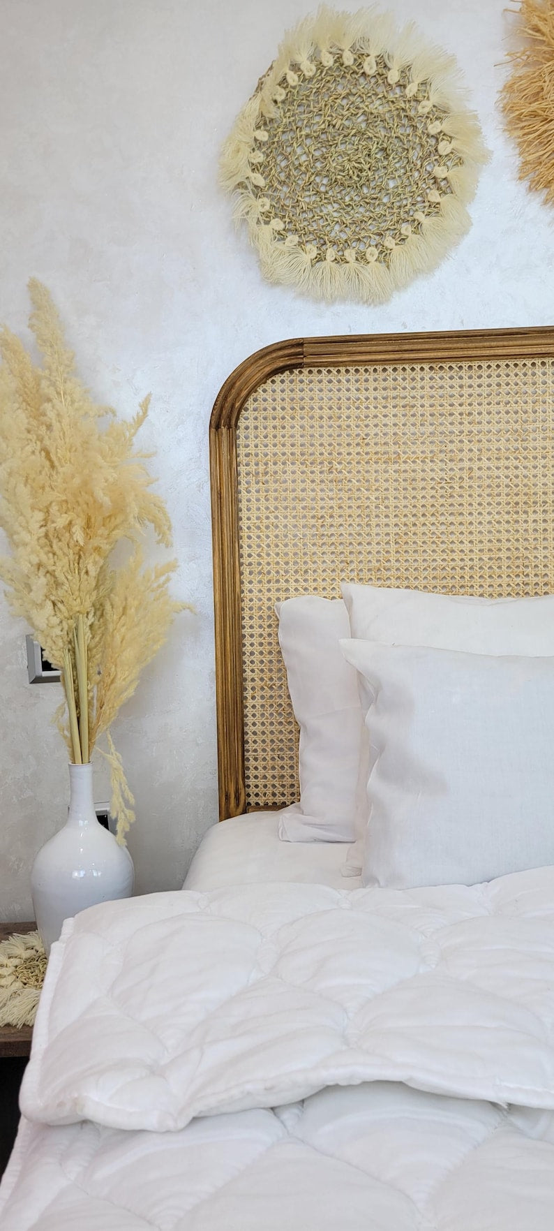 Rattan Headboard — detail of woven craftsmanship