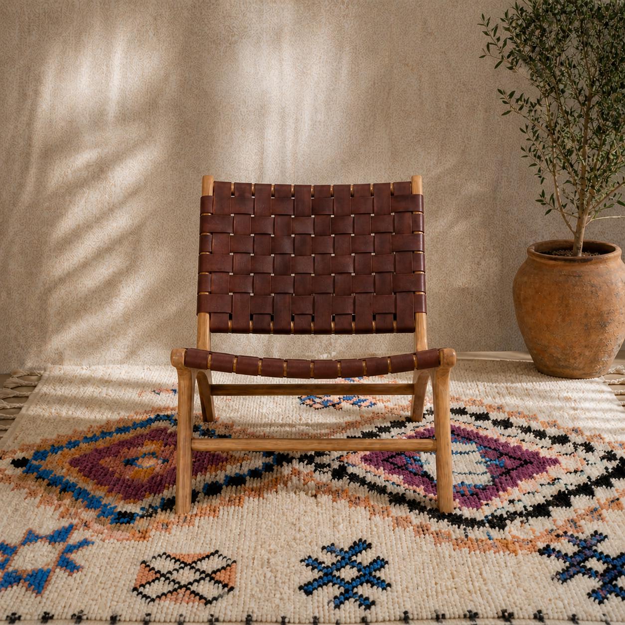 Moroccan Accent Chair — color variation in natural light