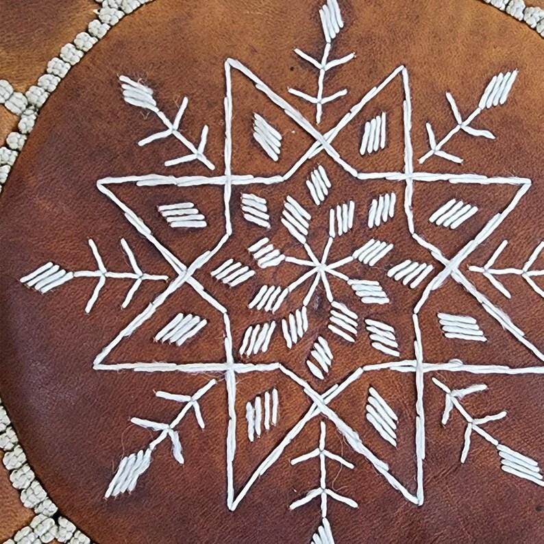 Moroccan Leather Pouf — close-up of leather texture