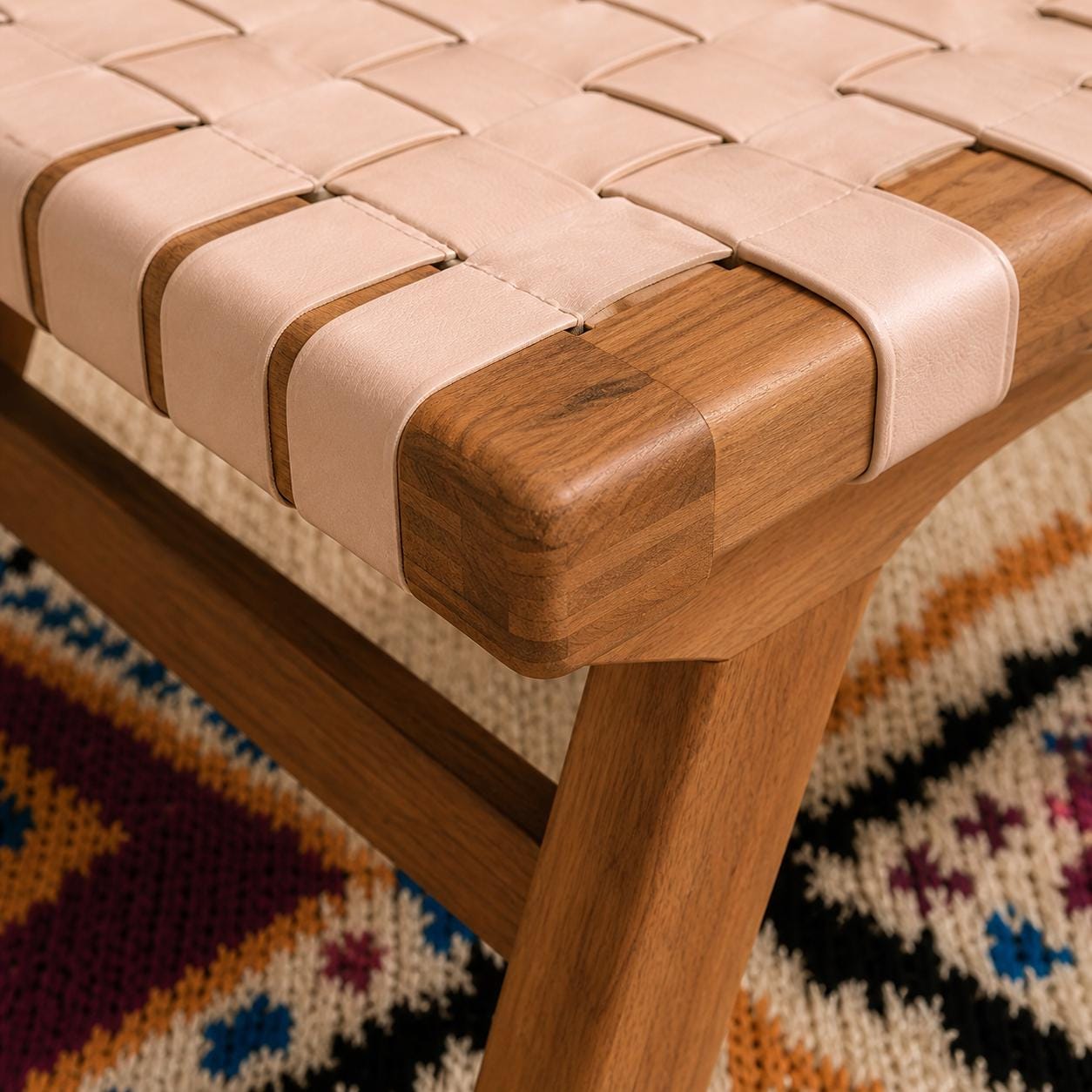Moroccan Foot Stool — back view of handmade construction