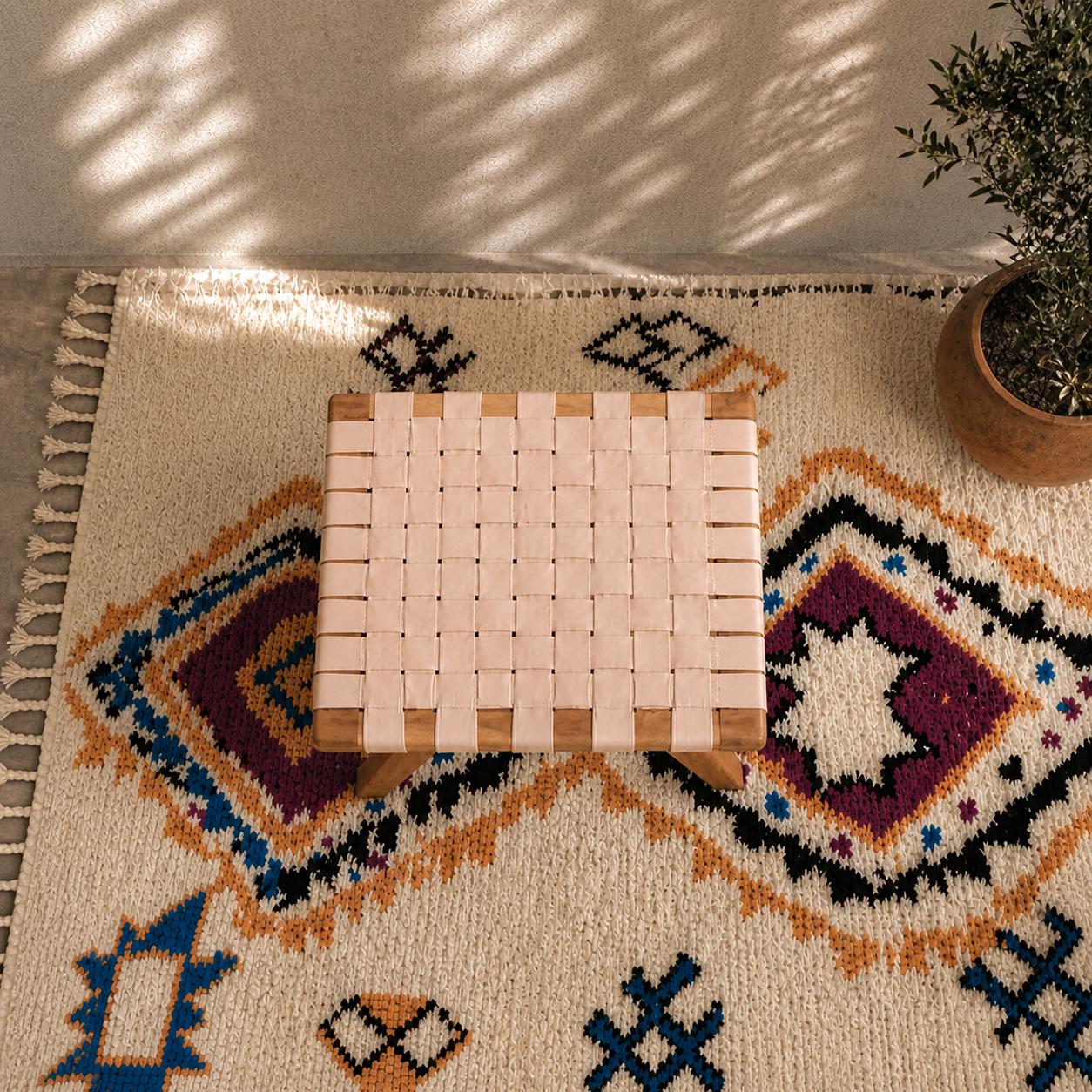 Moroccan Foot Stool — lifestyle scene in a US home