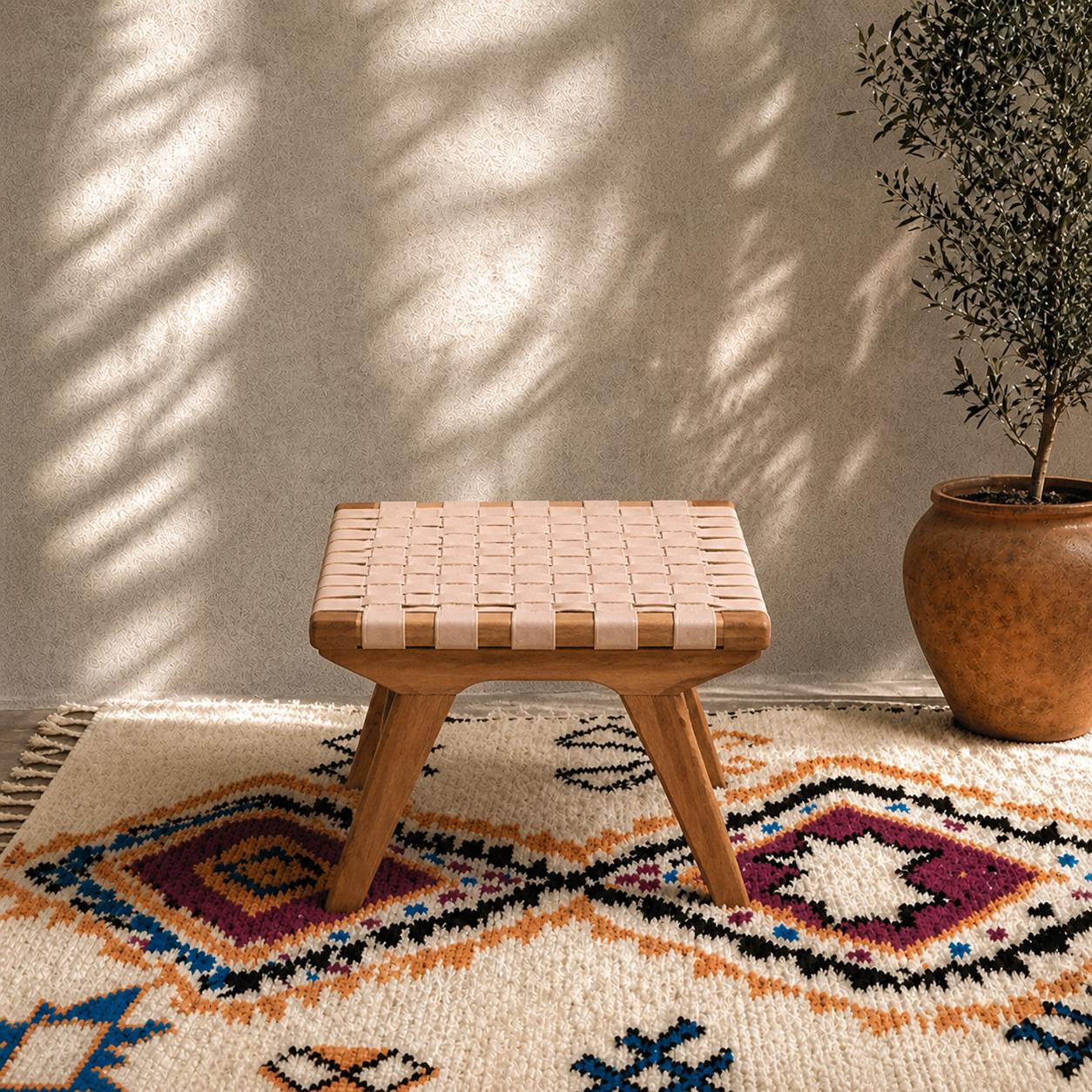 Moroccan Foot Stool — color variation in natural light