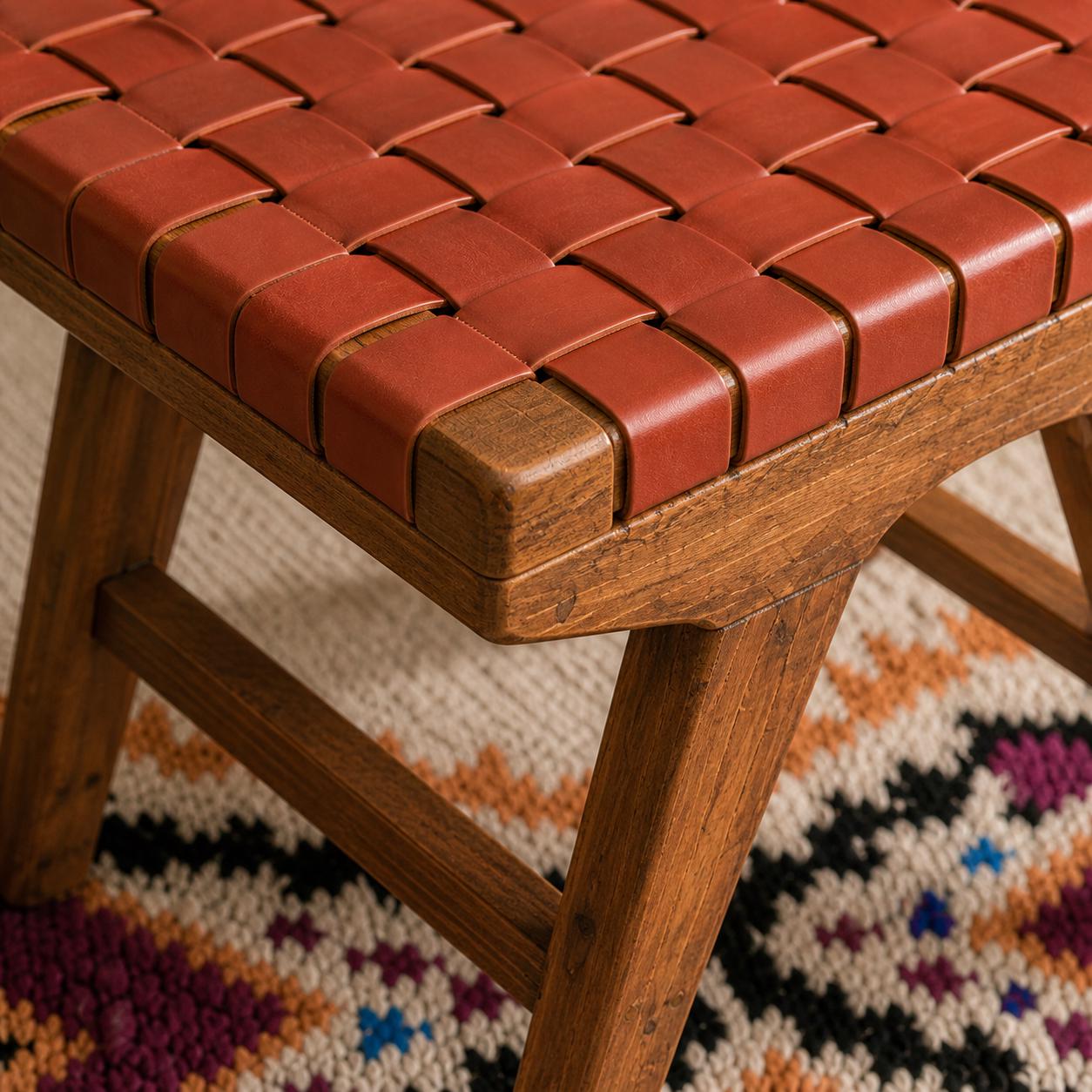 Moroccan Foot Stool — back view of handmade construction