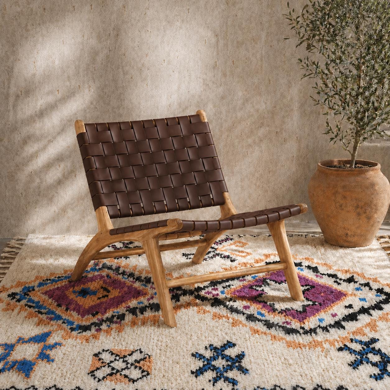 Moroccan Accent Chair — entryway scene with natural light