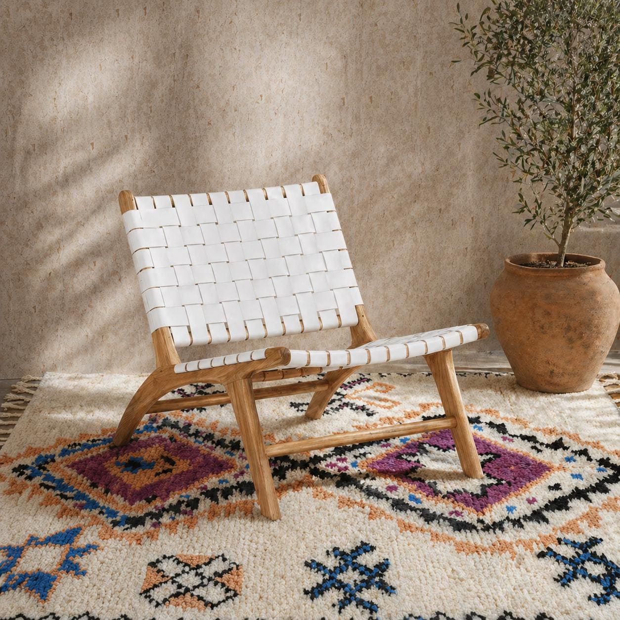Moroccan Accent Chair — close-up showing handmade quality
