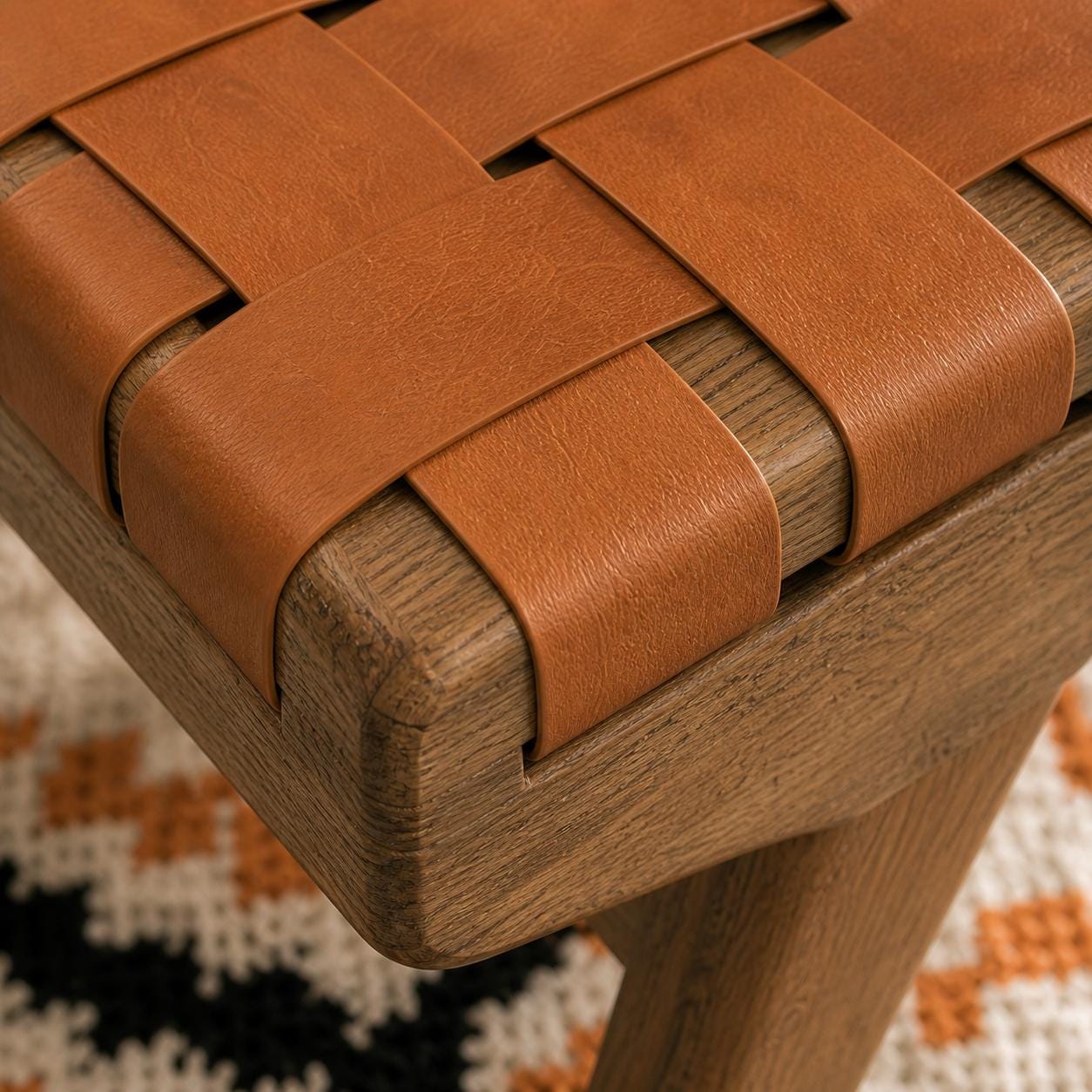 Moroccan Foot Stool — back view of handmade construction