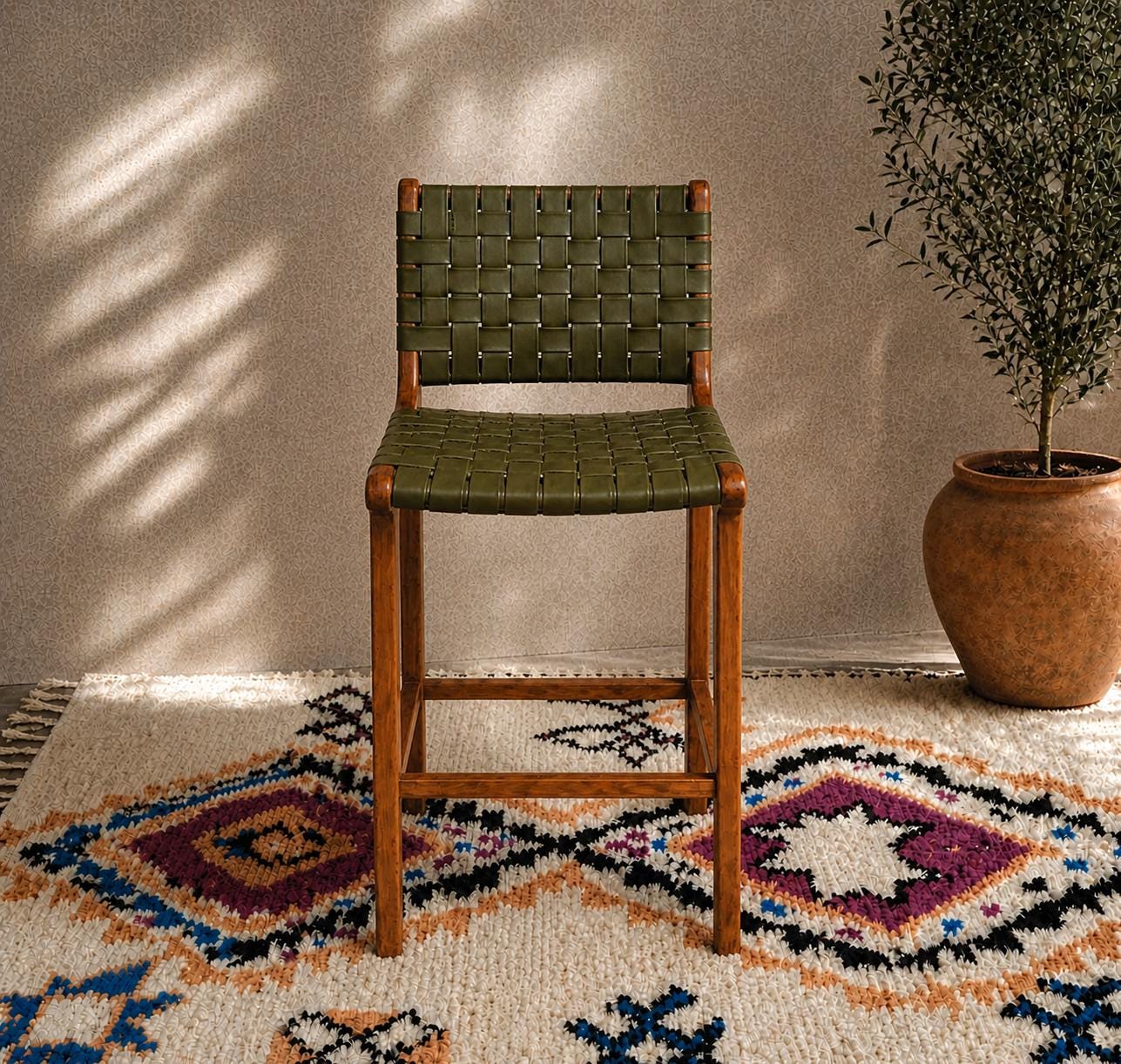 Moroccan Bar Stool — detail of woven craftsmanship