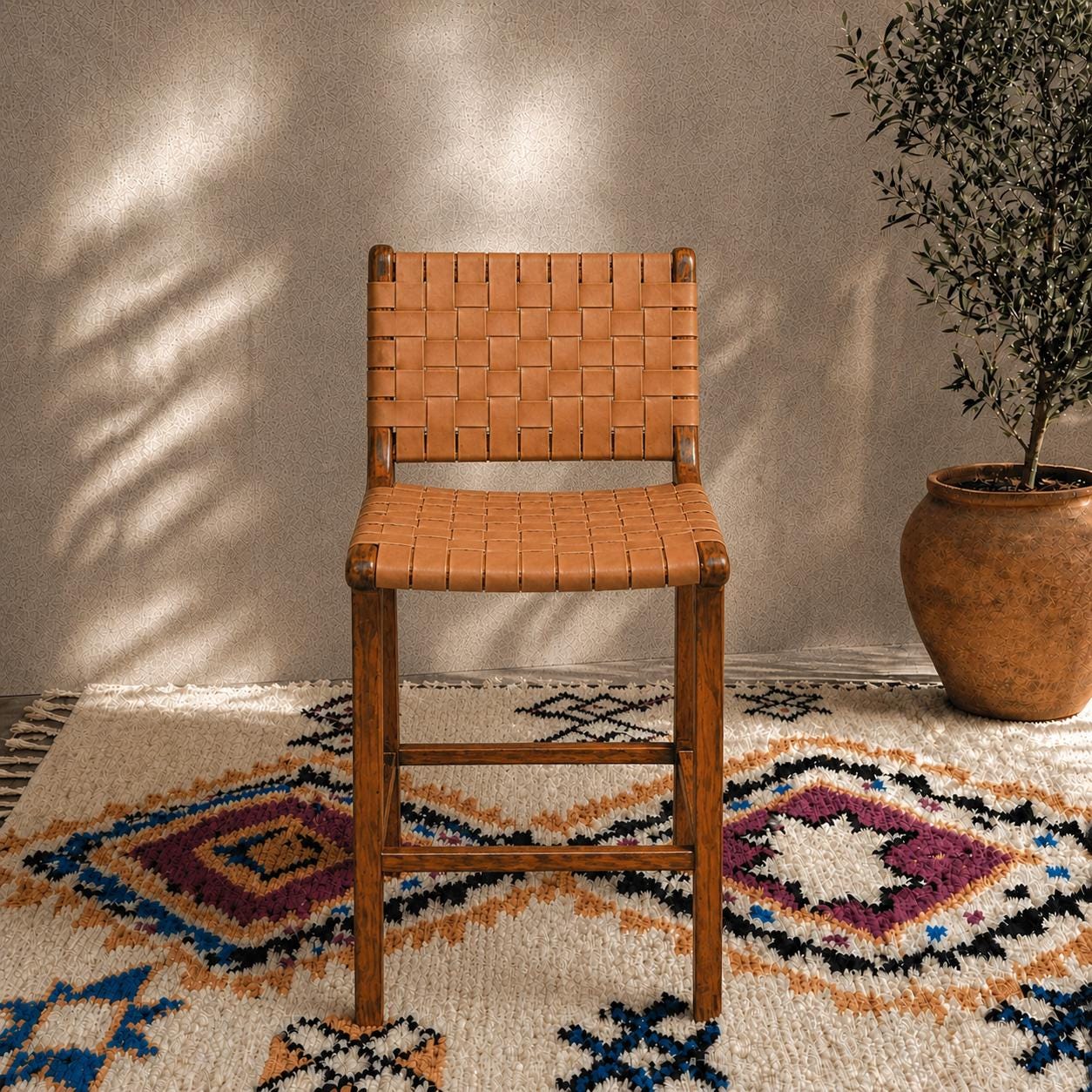 Moroccan Bar Stool — detail of woven craftsmanship